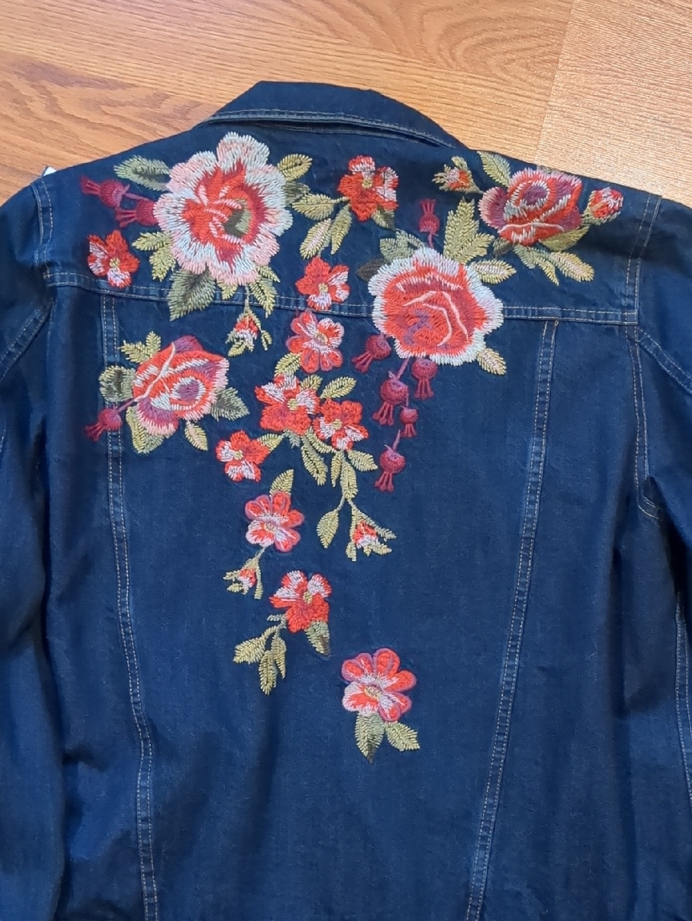 Johnny Was Workshop Desi Denim Jacket Embroidered Blue Jean Jacket Size Large - Picture 11 of 13